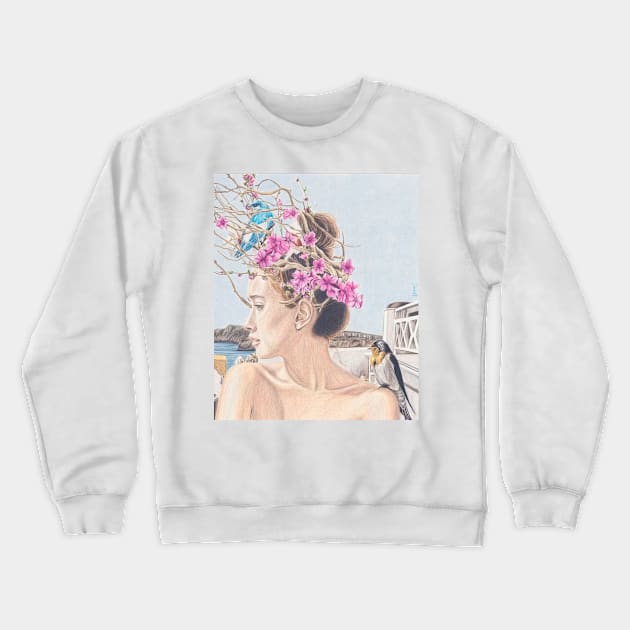 Beautiful women relaxed in a state of bliss, surreal drawing Crewneck Sweatshirt by DamiansART